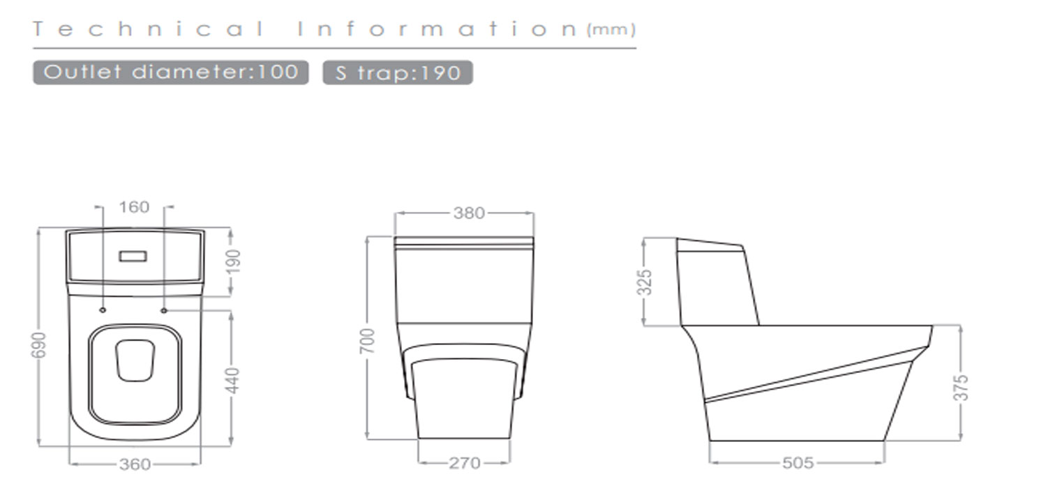 ابعاد توالت فرنگی گلسار مدل یونیک